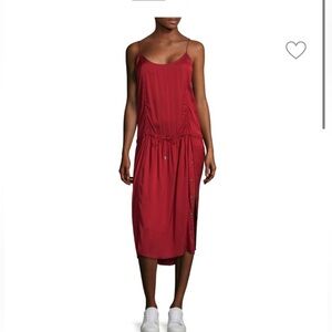 Public school veola sleeveless dress snap button slit red midi size 6